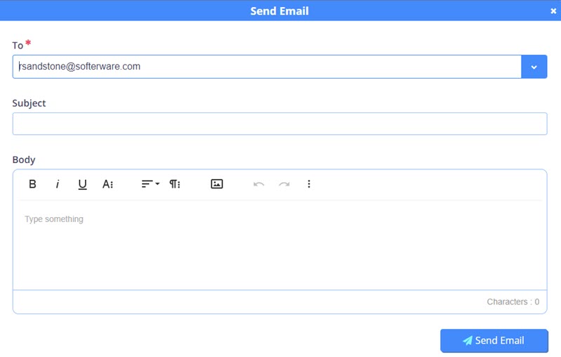 Image of Send email screen 